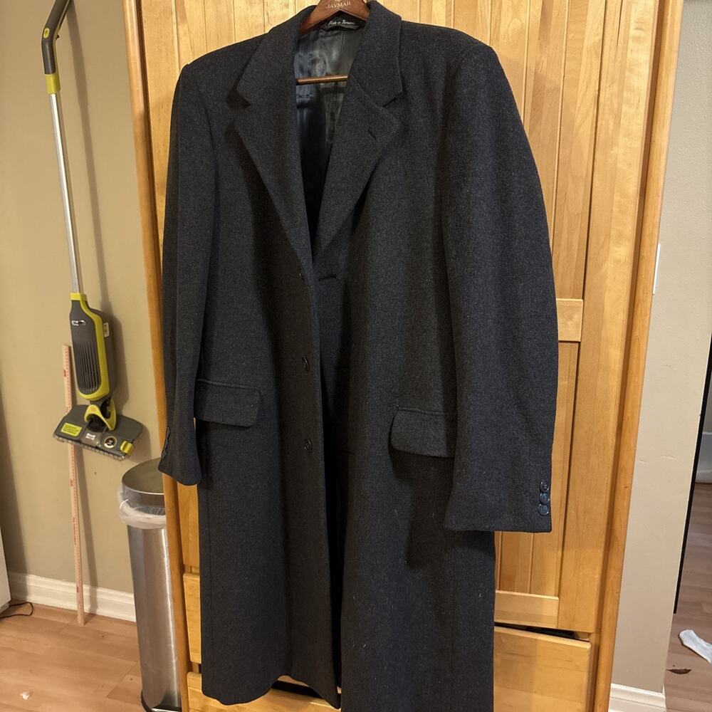 European Tailored Men's Charcoal Gray Wool Cashmere Topcoat Romania (see Photos)